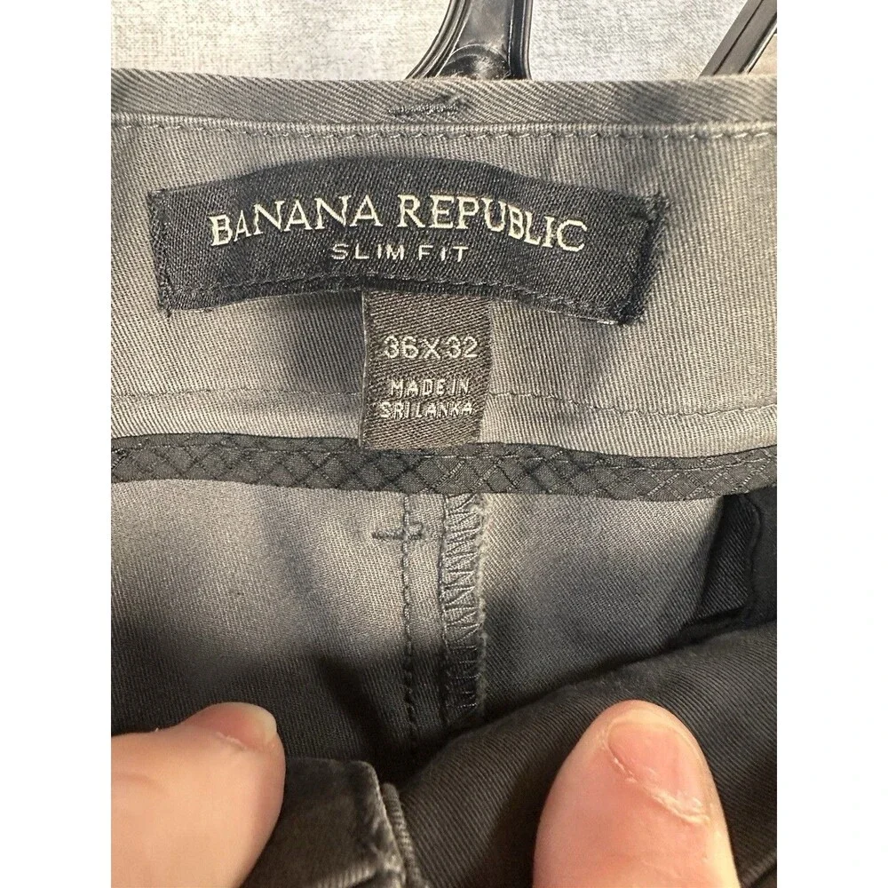 Banana Republic Pants Flat Front Pant Stretch Slim Fit Grey Chino 36” X 32”